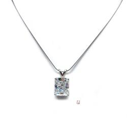 Radiant-Cut CZ Pendant or Necklace • 7x5mm—14x10mm, Sterling Silver