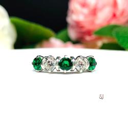 Lab Emerald 4mm Cubic Zirconia Five Stone Ring