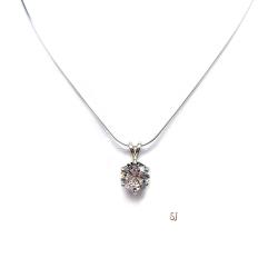 Round CZ 6 Prong Pendant Neckace Near Colorless Cubic Zirconia Sterling Silver