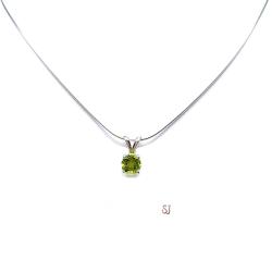 Round Natural Peridot August Birthstone Pendant With Optional Chain