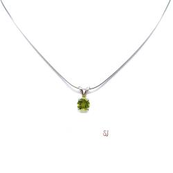 Peridot Round Pendant Sterling Silver Necklace 6mm Natural August Birthstone