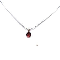 Round Garnet Pendant Sterling Silver Necklace 6mm Natural Mozambique January Birthstone