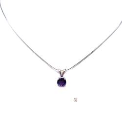 Round Natural African Amethyst February Birthstone Pendant With Optional Chain