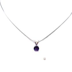 African Amethyst Round Sterling Silver Pendant 6mm Natural Necklace February Birthstone