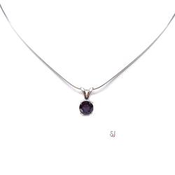 Lab Alexandrite Pendant Sterling Silver Necklace Round June Birthstone