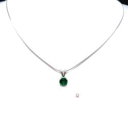 Round Lab Emerald May Birthstone Pendant With Optional Chain