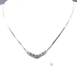 Five Stone Round CZ Pendant Sterling Silver Necklace Colorless Cubic Zirconia V Style Chevron