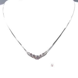 Five Stone Cubic Zirconia V Style Chevron Necklace