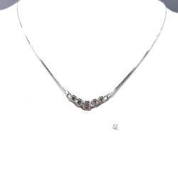 Five Stone Round CZ Pendant Sterling Silver Necklace Near Colorless Cubic Zirconia V Style Chevron