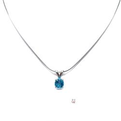 Round Genuine Swiss Blue Topaz December Birthstone Pendant With Optional Chain