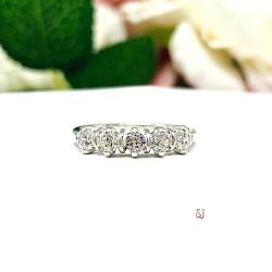Round Near Colorless 3mm Cubic Zirconia Five Stone Ring