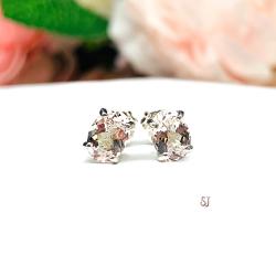 Oval Genuine Peach Morganite Stud Earrings CLEARANCE