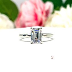 Emerald Cubic Zirconia Engagement Lower Profile Ring
