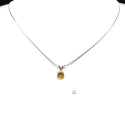 Golden Citrine Round Pendant Sterling Silver Necklace 6mm Natural November Birthstone