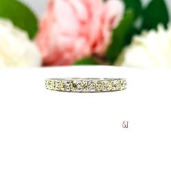 Light Yellow CZ Round Half Eternity Wedding Band  12 Stone