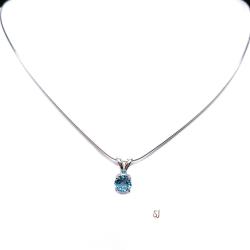 Sky Blue Topaz Pendant Sterling Silver Necklace Round 6mm March Birthstone Alternative Pendant