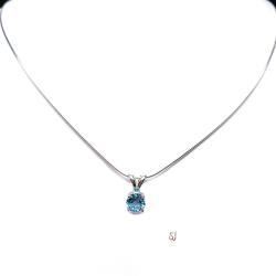 Round Genuine Sky Blue Topaz March Birthstone Alternative Pendant With Optional Chain