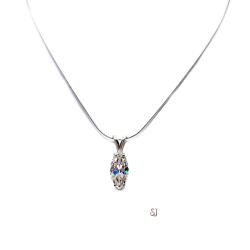 Marquise CZ Pendant 3 Carat Necklace Near Colorless Cubic Zirconia 14x7mm Sterling Silver Necklace