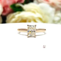 7x5mm Radiant Moissanite 10k Rose Gold Engagement Ring Size 6.5 FINAL SALE