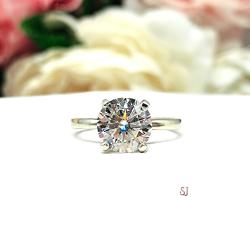Round Moissanite Engagement Gold Ring Authentic FREE UPS 3RD DAY