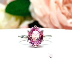Lab Pink Sapphire Oval Ring