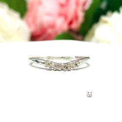 Round 2mm Light Yellow CZ Curved Wedding Band 4 Stone