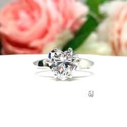 Heart Cubic Zirconia Six Prong Engagement Ring
