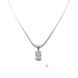 9x7mm Radiant Cubic Zirconia Claw Prong Pendant With Optional Chain FINAL SALE