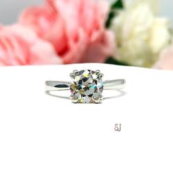 8mm Old European Cut Cubic Zirconia Low Profile Engagement Ring SIZE 10 FINAL SALE