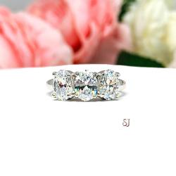 Oval Cubic Zirconia Three Stone Engagement or Anniversary Ring SIZE 7 FINAL SALE