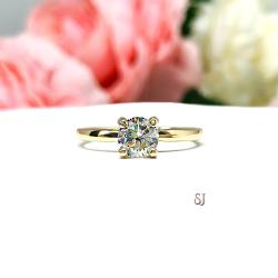 Petite Round Near Colorless CZ Engagement Ring