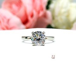 Petite Round Cubic Zirconia Engagement Ring
