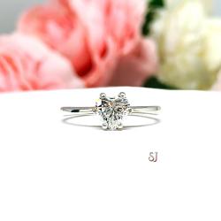 Heart Cubic Zirconia Low Profile Engagement Ring