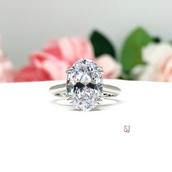 Elongated Oval CZ Split Prong Engagement Ring 12x8mm 3.5 Carats