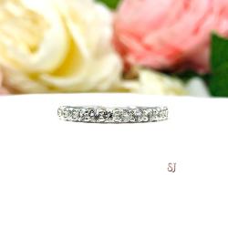 Natural White Topaz Sterling Silver Band - 2.5mm round gemstones - Alternative wedding or anniversary ring