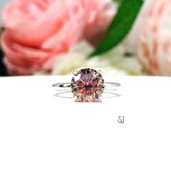 Round Swarovski Morganite Pink Cubic Zirconia Engagement Ring