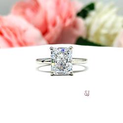 6x4mm Radiant Cubic Zirconia Engagement Lower Profile Ring SIZE 6 FINAL SALE