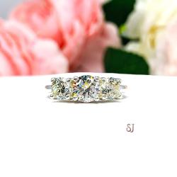 Round Near Colorless 6mm Cubic Zirconia Three Stone Engagement Ring SIZE 7 FINAL SALE