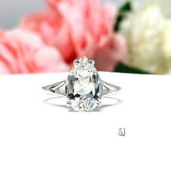 Natural White Topaz Pear Engagement Ring Size 7 CLEARANCE