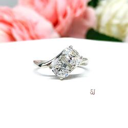 Oval CZ 2 Stone Engagement Ring Toi Et Moi You and Me