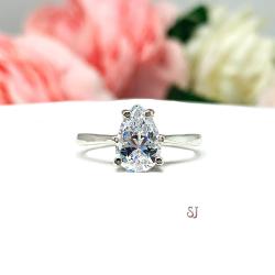 Pear Cubic Zirconia 9x6mm Engagement Ring SIZE 6 FINAL SALE