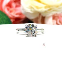 Cushion 8mm Near Colorless CZ Engagement Ring