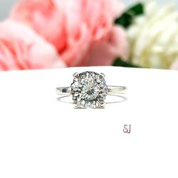 8mm Portuguese Cut Near Colorless Cubic Zirconia Engagement Ring SIZE 4 FINAL SALE