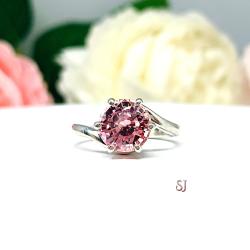 Lab Padparadscha Sapphire 8mm Round Ring Size 5