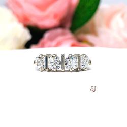 Cushion 4mm Cubic Zirconia Four Stone Ring Size 6.5 FINAL SALE