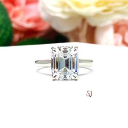 Elongated Asscher 10x8mm Cubic Zirconia Engagement Ring Size 6.25 FINAL SALE