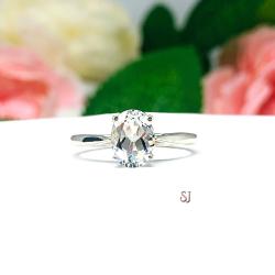 Natural White Topaz Oval Ring