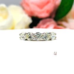Round Near Colorless CZ Five Stone Ring 4.5mm Floating SIZES 6.5 AND 8 FINAL SALE