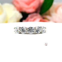 Floating Round 4.5mm Cubic Zirconia Five Stone Ring SIZE 6.5 FINAL SALE