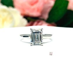 Emerald-Cut CZ Engagement Ring • 10x8mm, Sterling Silver, Size 4.75